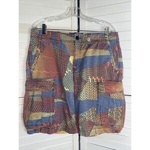 80s Vibe Griffith Mens Multi Color Cargo Shorts W/ Pockets Cotton Sz 33